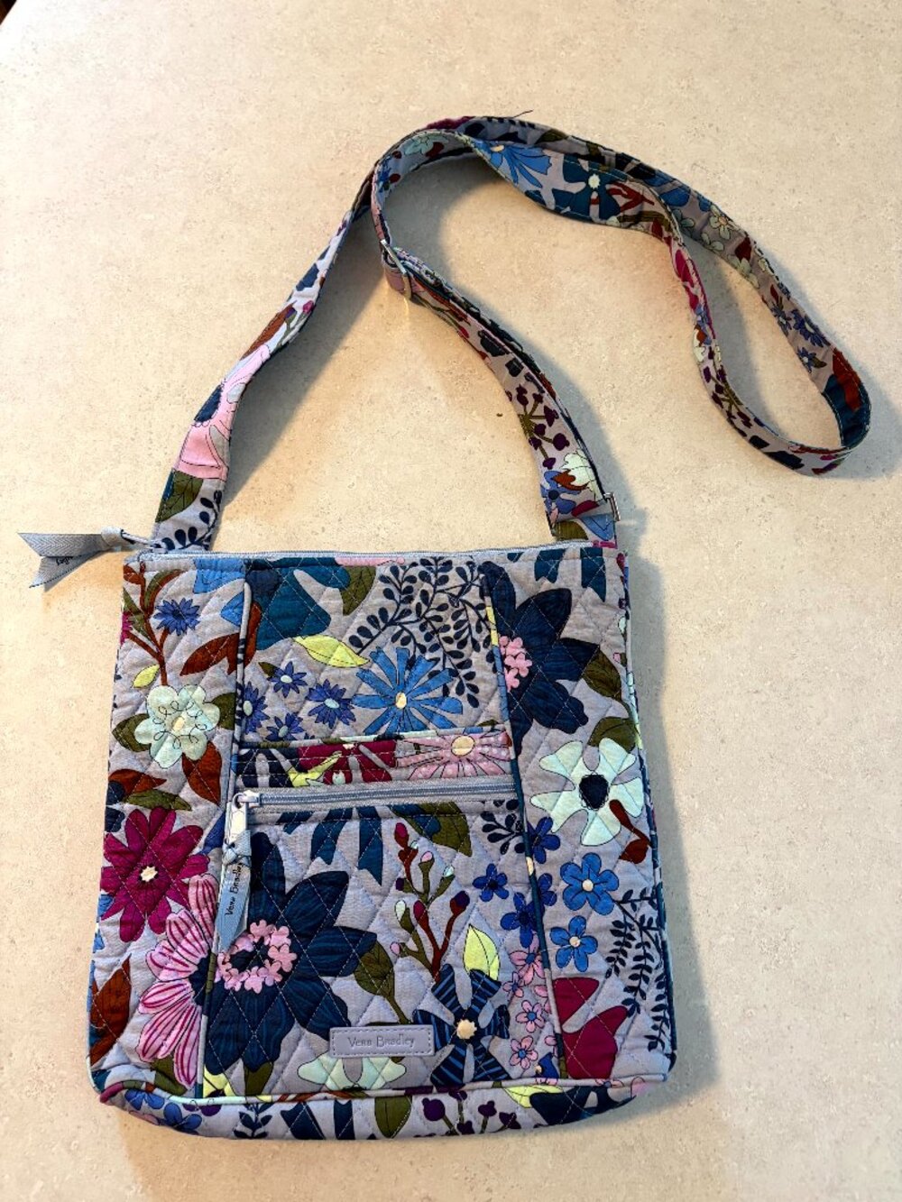 Vera Bradley Nightingale Hipster Crossbody Bag Purse Purple floral